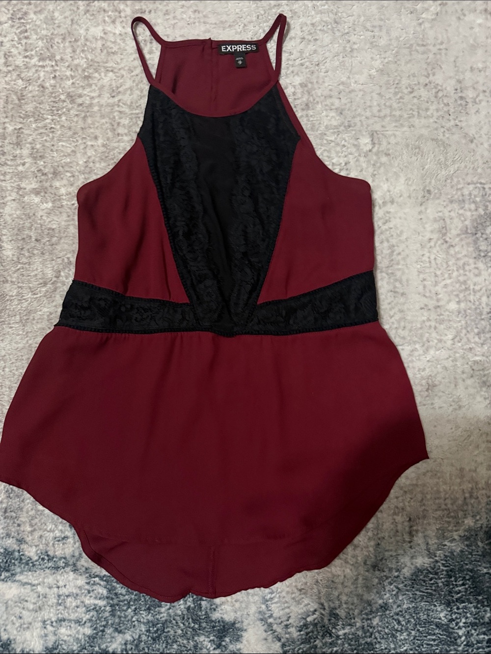 Express Burgundy and Black Lace top